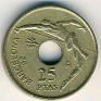 25 Pesetas Spain 1990 KM# 851. Uploaded by Granotius